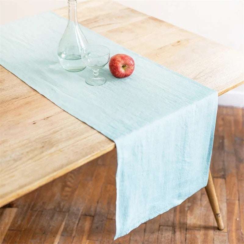 Bluejw 30x200cm French Linen Table Runner for Hotel Napkins Embroidery Punching Table Runner for Wedding  izable - Image 4
